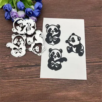 3 Adet hayvan panda Metal Kesme Ölür Şablonlar İçin DIY Scrapbooking Dekoratif Kabartma El Sanatları Şablonu