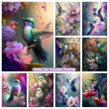 Yeni 2023 Kuşlar Ve Çiçekler Elmas Boyama Sanatı Tam Matkaplar Güzellik Efsanevi Sinek Kuş Fotoğraf Çapraz Dikiş Nakış Ev Dekor