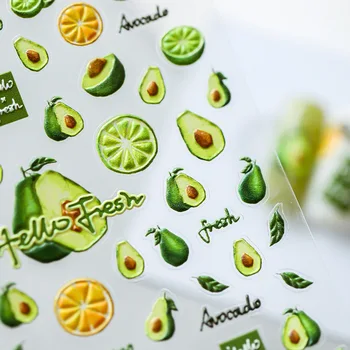 Meyve Turuncu Kaydırıcılar Yaz Tırnak Çıkartmalar Tasarımcı Avokado Limon Tırnak Çıkartmaları Yaprak Nail Art Dekorasyon Manicur Z0626