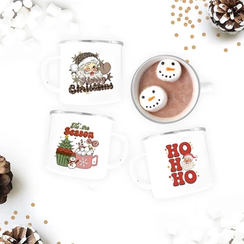 Bu Sezon Sevimli Noel Kahve Kupa Merry Christmas Sıcak Kakao Emaye Latte Kupa Noel Çorap Doldurma Hediyeler Fikirleri