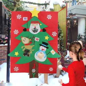 Keçe Noel Fasulye Torbası Atma Oyunu Çanta Kartopu Eğlenceli Noel Ağacı Oyunu Oyuncak Dekorasyon
