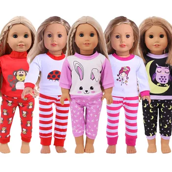 15 Stilleri Pijama ve Gecelik Sevimli Desen Fit 18 İnç amerikan oyuncak bebek ve 43Cm BornFor Nesil Aksesuarları kız çocuk oyuncağı