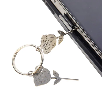 2 Adet / takım Gümüş Gül Şekli Paslanmaz Çelik İğne Smartphone Sım Kart tepsi sökücü Çıkar Pin Anahtar Aracı Evrensel Yüksük
