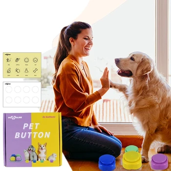 K5DC Köpek Düğmesi İletişim Kayıt Düğmesi Kaydedilebilir Eğitim Buzzers Çıkartmalar mat seti Aile Oyunu için Mükemmel
