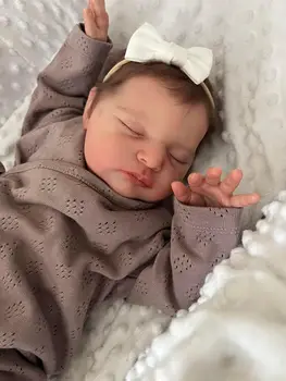 NPK19inch Yenidoğan Bebek Boyutu Zaten Bitmiş Yeniden Doğmuş Bebek Bebek Laura 3D Cilt El Detaylı Boyalı Cilt Görünür Damarlar